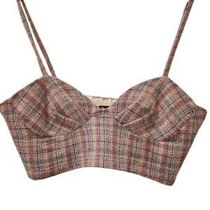 ZARA Plaid Metallic Crop Top Size Medium